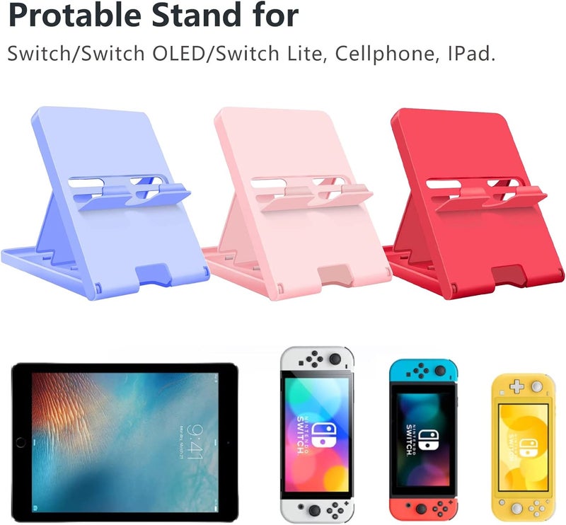 ELIATER Stand Compatible with Nintendo Switch, Adjustable Switch Playstand, Foldable Phone Stand for Desk, Compact & Portable Switch Holder Accessories (Red) - Image 2